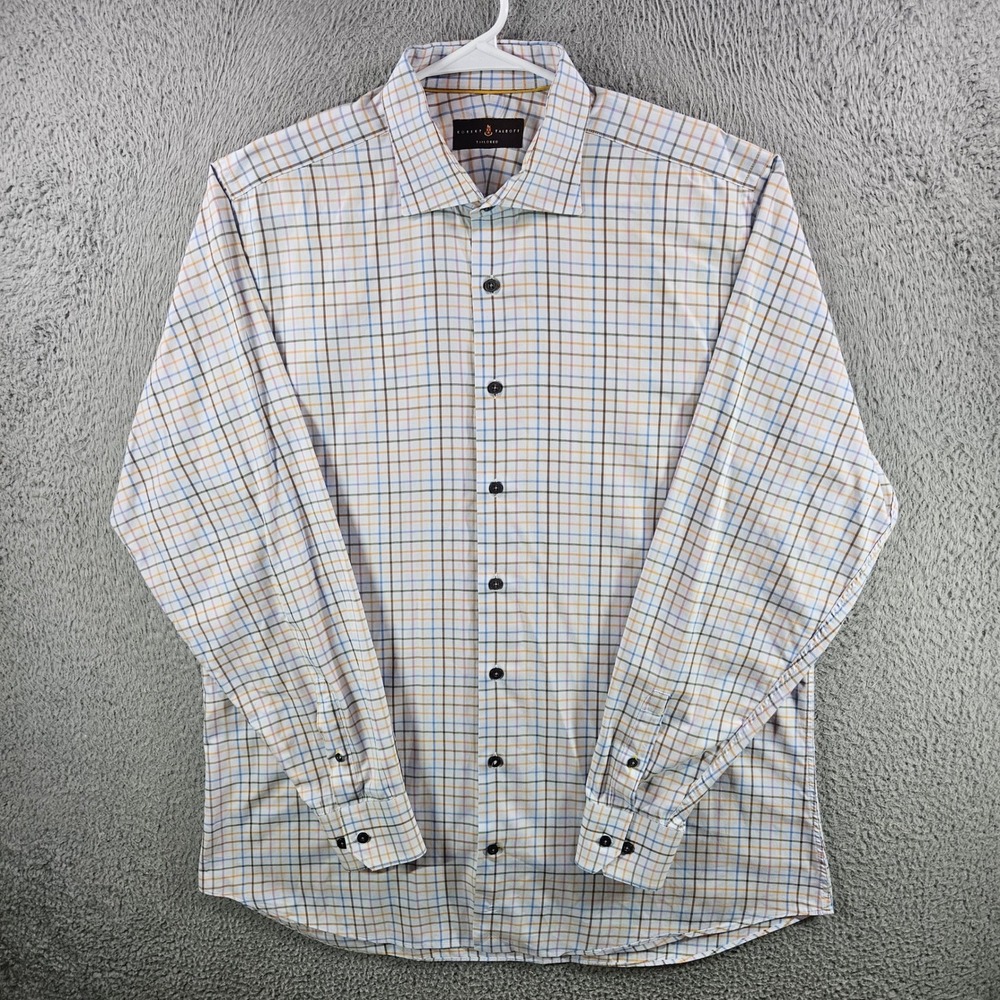 Robert Talbott Tailored Mens XL Shirt Multi Color Check Cotton Made in Portugal